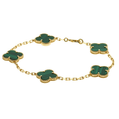 Van Cleef & Arpels Vintage Alhambra Malachite Bracelet K18 Yellow Gold Ladies [Used]