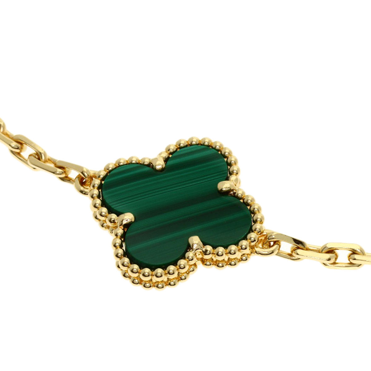 Van Cleef & Arpels Vintage Alhambra Malachite Bracelet K18 Yellow Gold Ladies [Used]