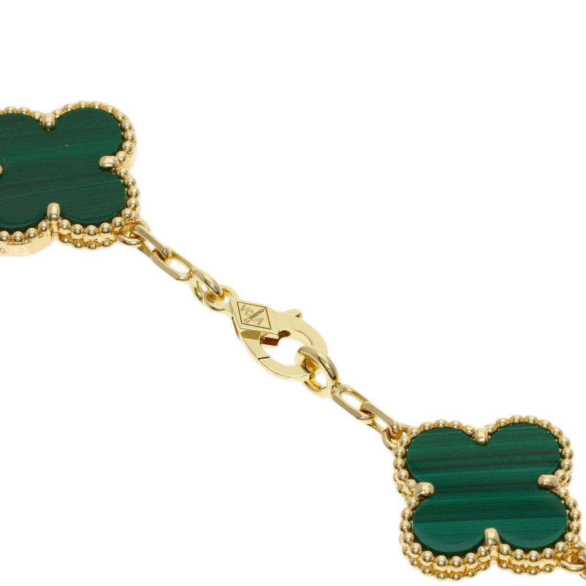 Van Cleef & Arpels Vintage Alhambra Malachite Bracelet K18 Yellow Gold Ladies [Used]
