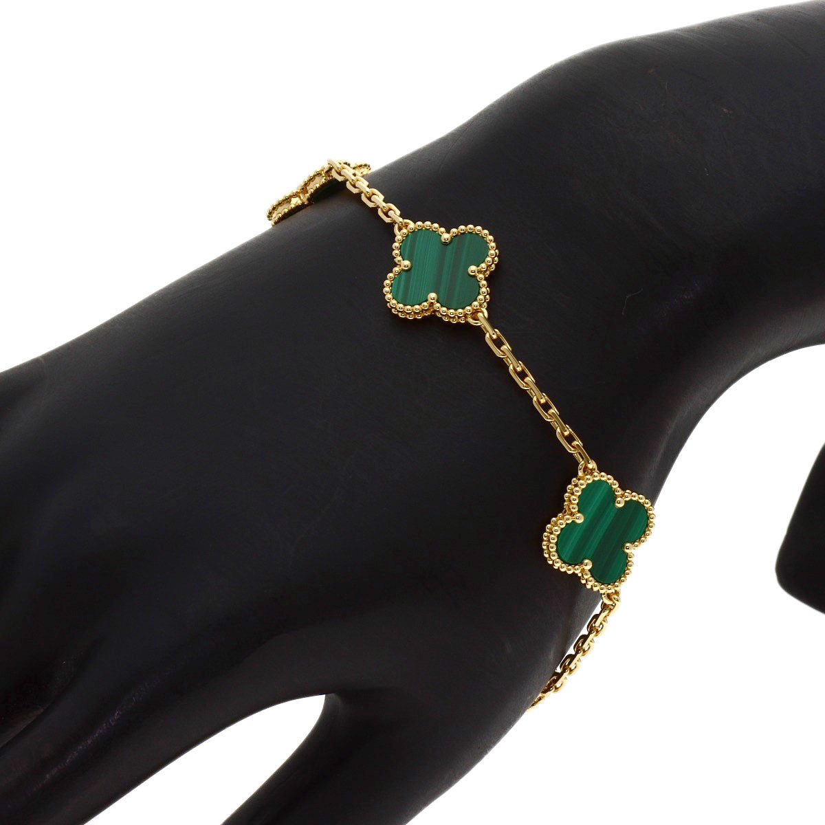 Van Cleef & Arpels Vintage Alhambra Malachite Bracelet K18 Yellow Gold Ladies [Used]