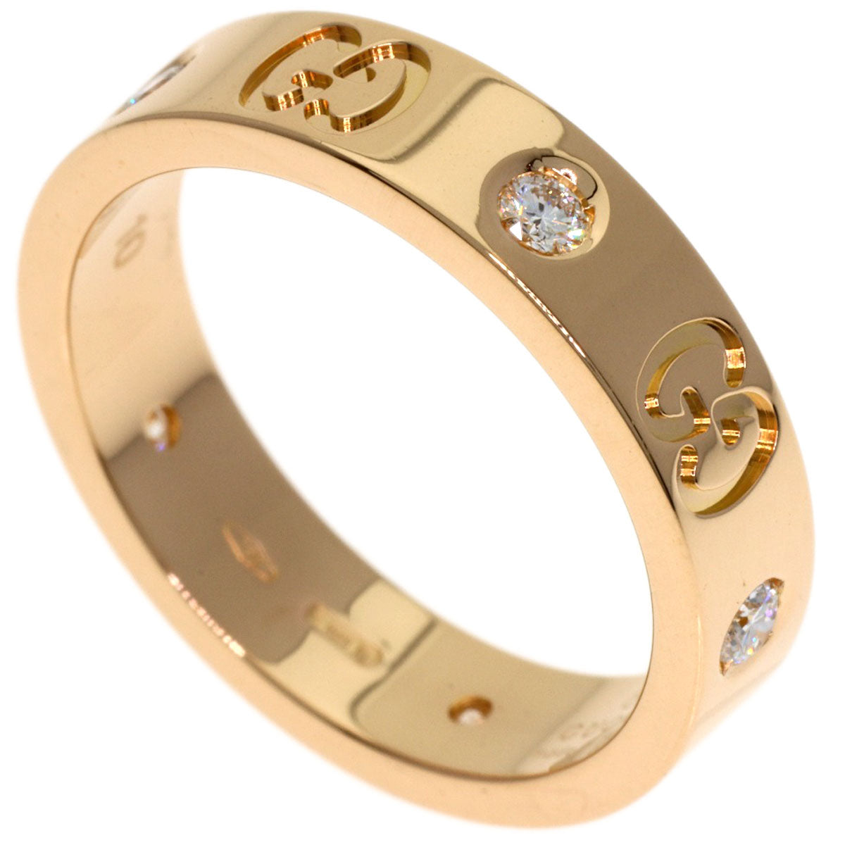 GUCCI Icon Diamond #10 Ring K18 Pink Gold Ladies [Used]