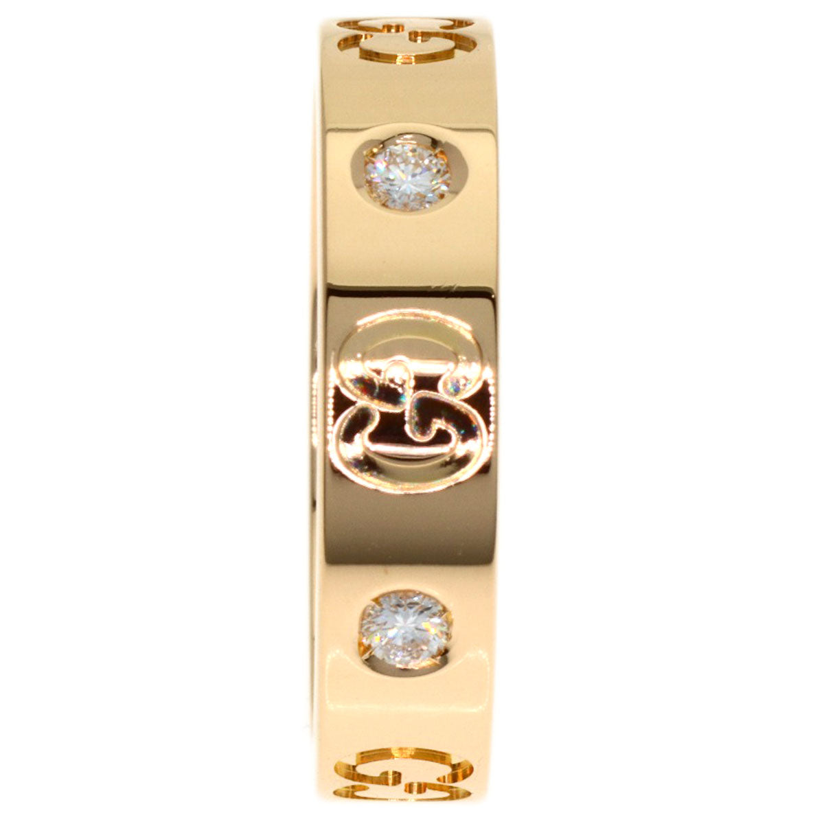 GUCCI Icon Diamond #10 Ring K18 Pink Gold Ladies [Used]