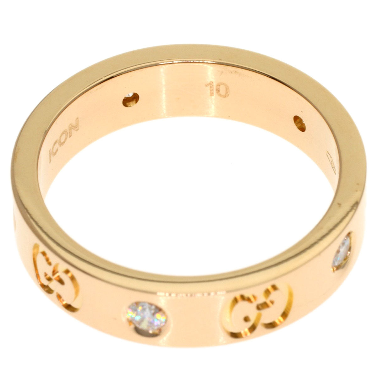 GUCCI Icon Diamond #10 Ring K18 Pink Gold Ladies [Used]