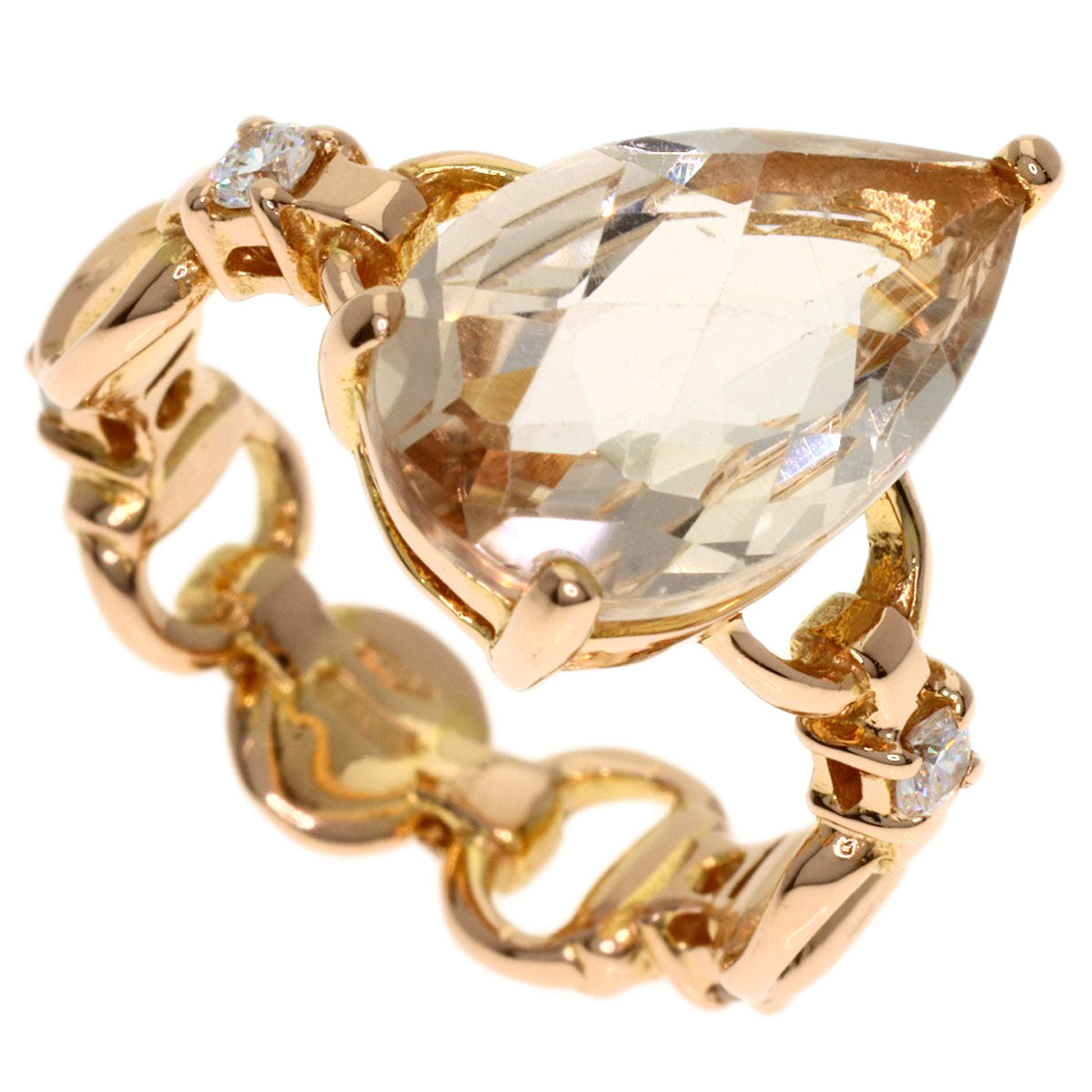GUCCI White Topaz Diamond #8 Ring K18 Pink Gold Ladies [Used]