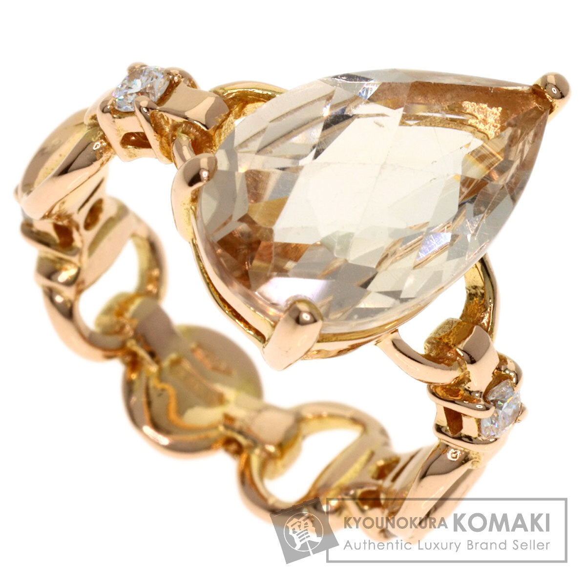 GUCCI White Topaz Diamond #8 Ring K18 Pink Gold Ladies [Used]