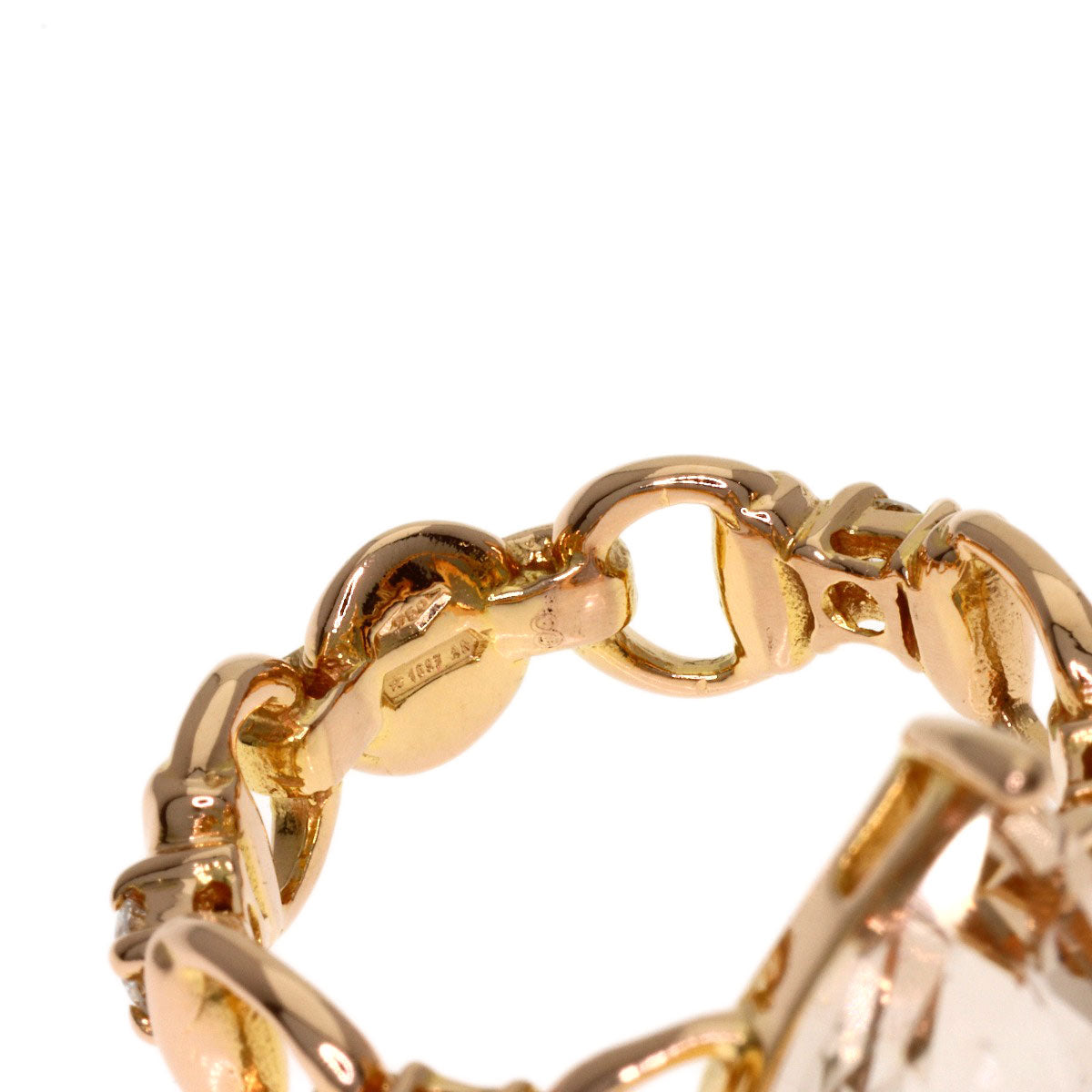 GUCCI White Topaz Diamond #8 Ring K18 Pink Gold Ladies [Used]