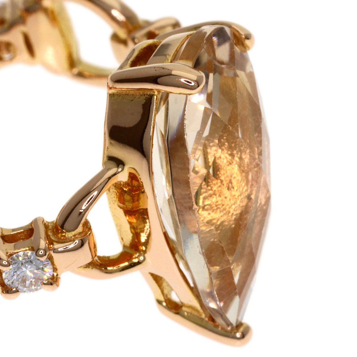 GUCCI White Topaz Diamond #8 Ring K18 Pink Gold Ladies [Used]
