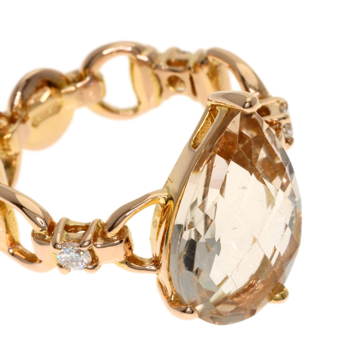 GUCCI White Topaz Diamond #8 Ring K18 Pink Gold Ladies [Used]