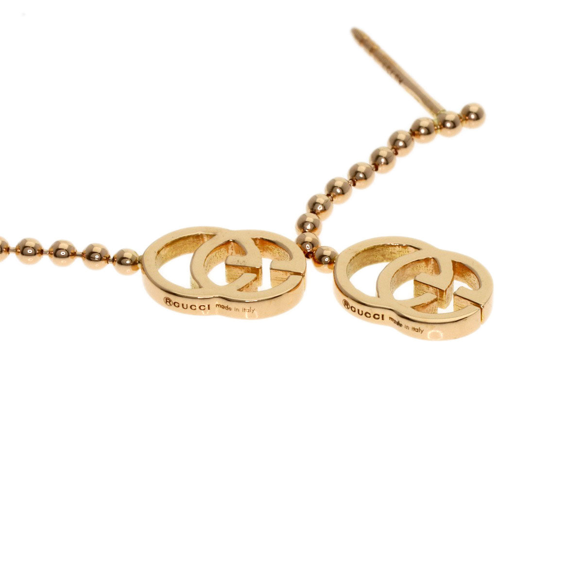GUCCI GG Running Chain earring K18 Pink Gold Ladies [Used]