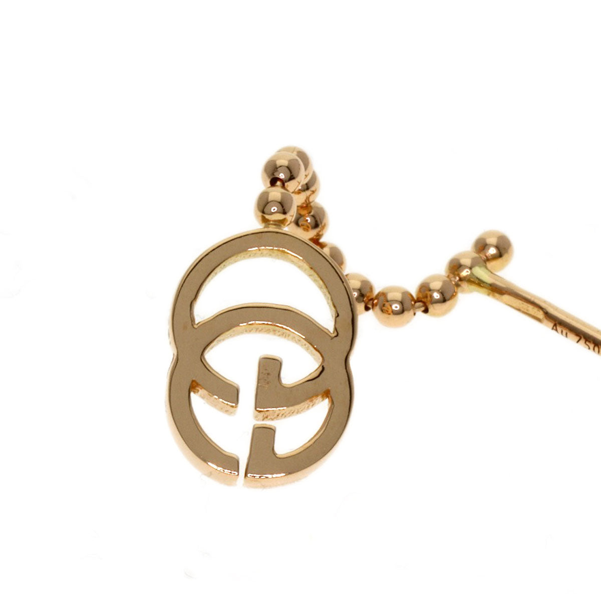 GUCCI GG Running Chain earring K18 Pink Gold Ladies [Used]
