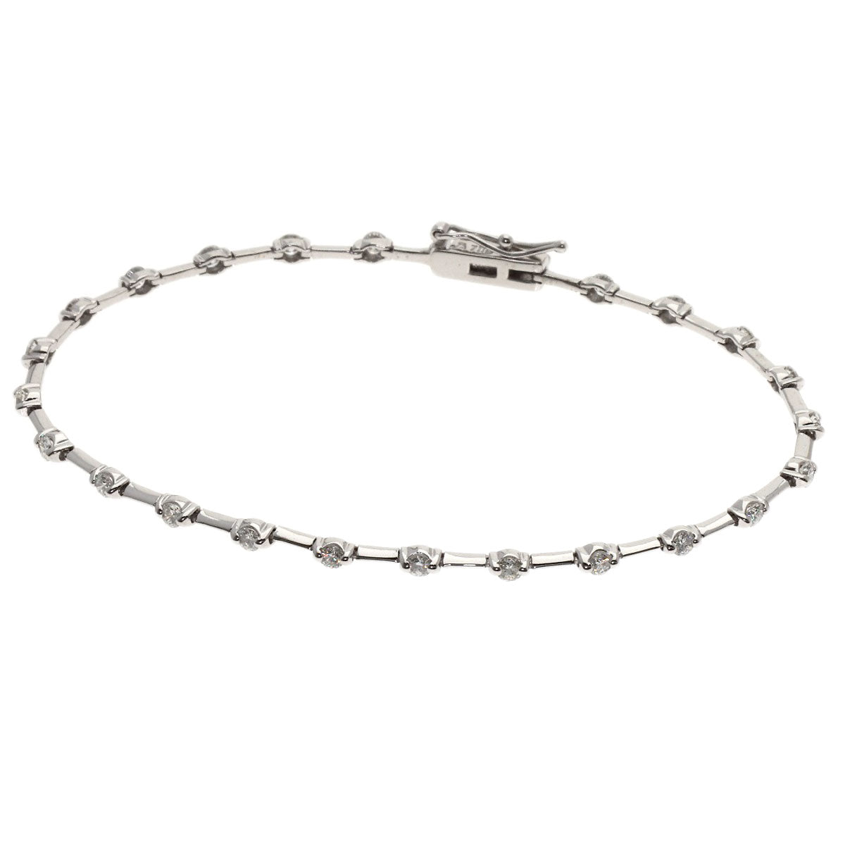 De Beers LINE Diamond Bracelet K18 White Gold Ladies [Used]