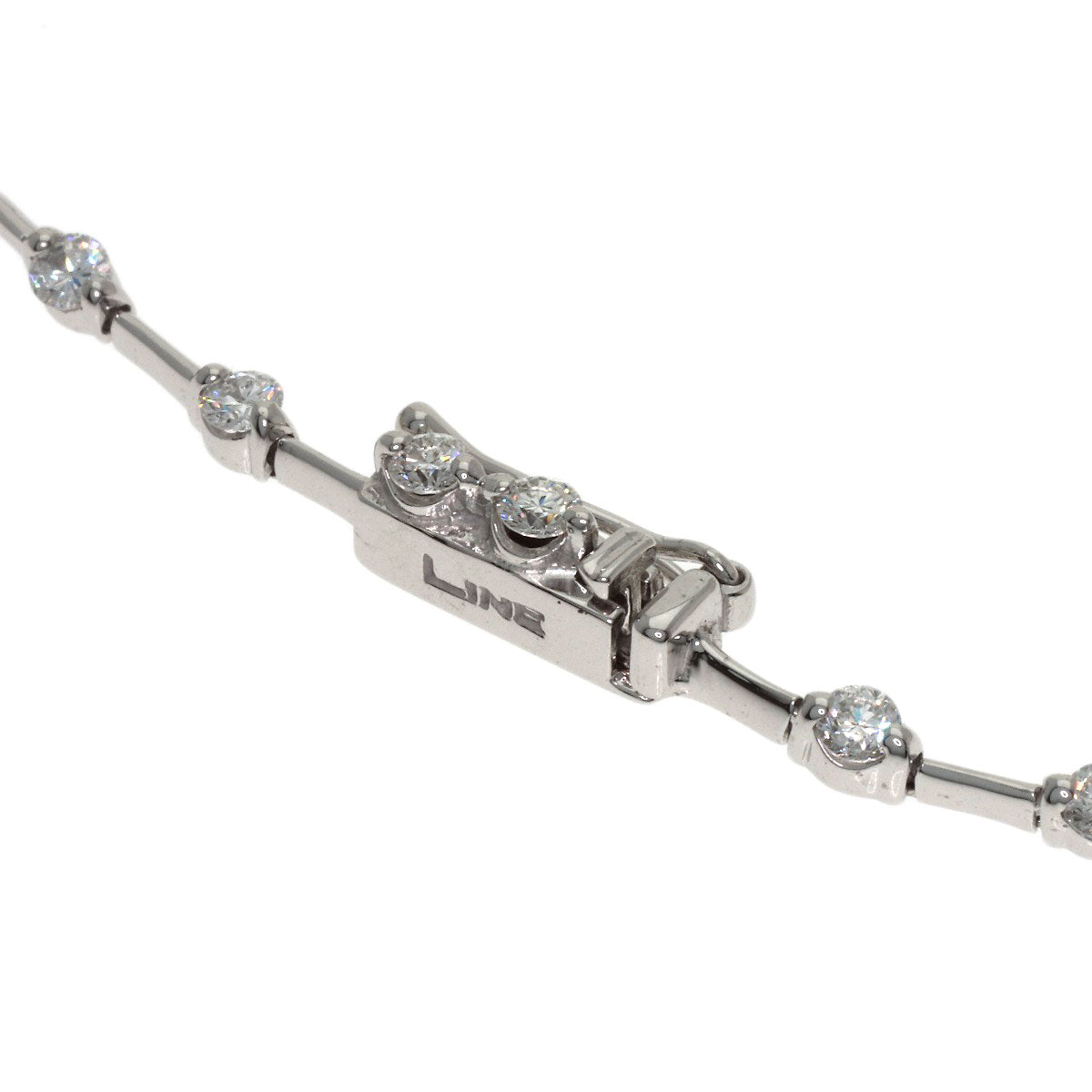 De Beers LINE Diamond Bracelet K18 White Gold Ladies [Used]
