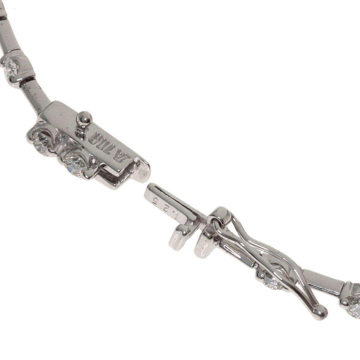De Beers LINE Diamond Bracelet K18 White Gold Ladies [Used]