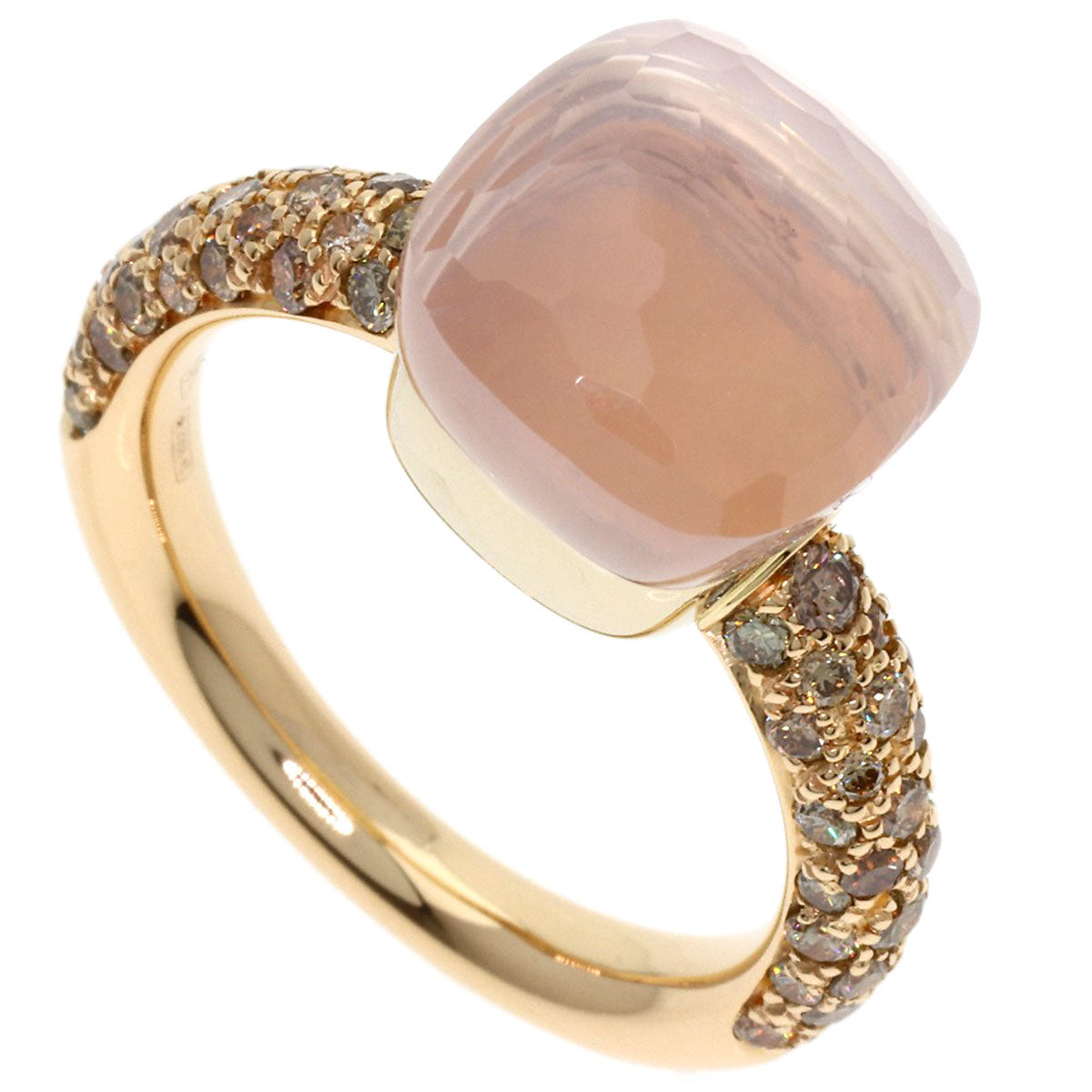 Pomellato Nude Rose Quartz Diamond #53 Ring K18 Pink Gold Ladies [Used]