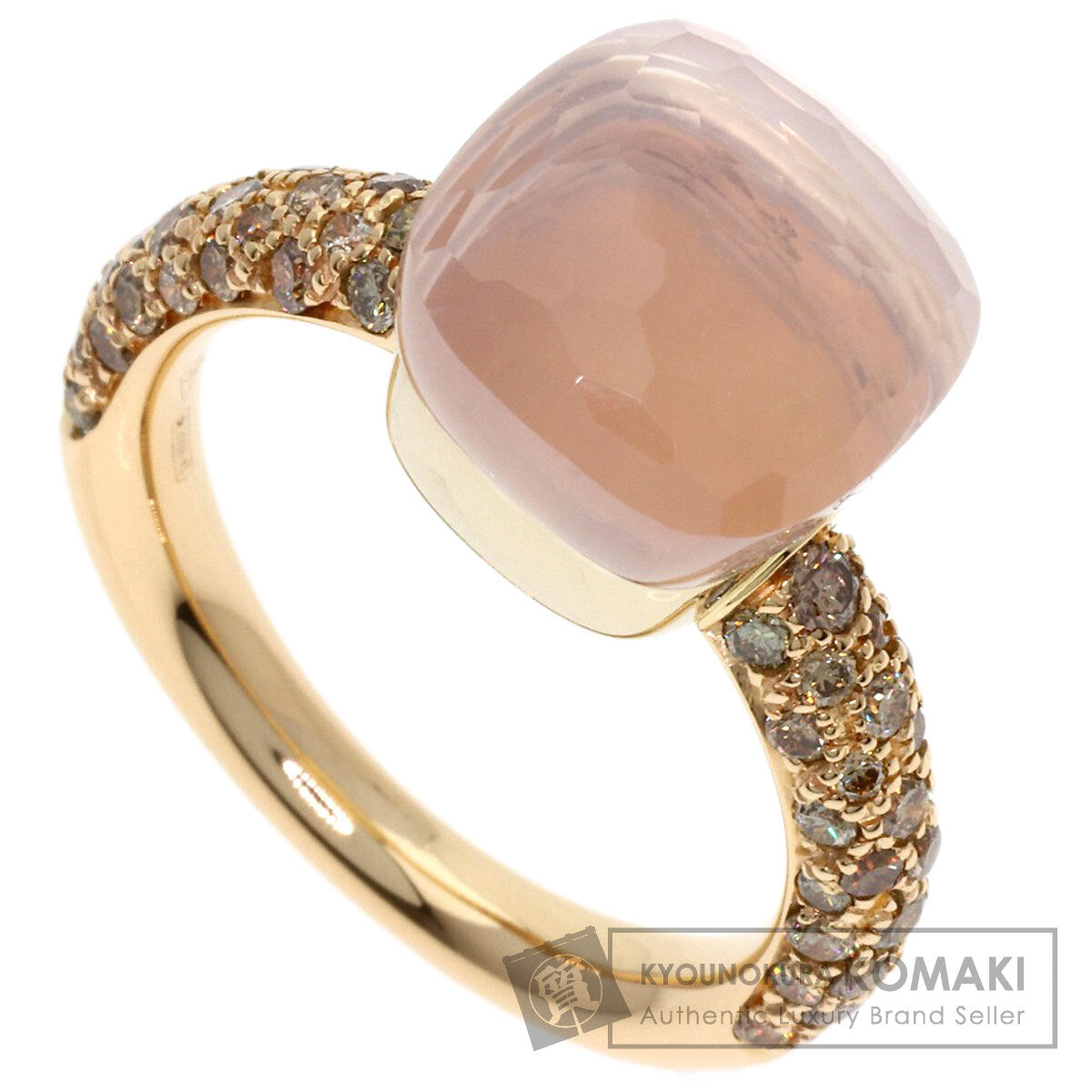 Pomellato Nude Rose Quartz Diamond #53 Ring K18 Pink Gold Ladies [Used]