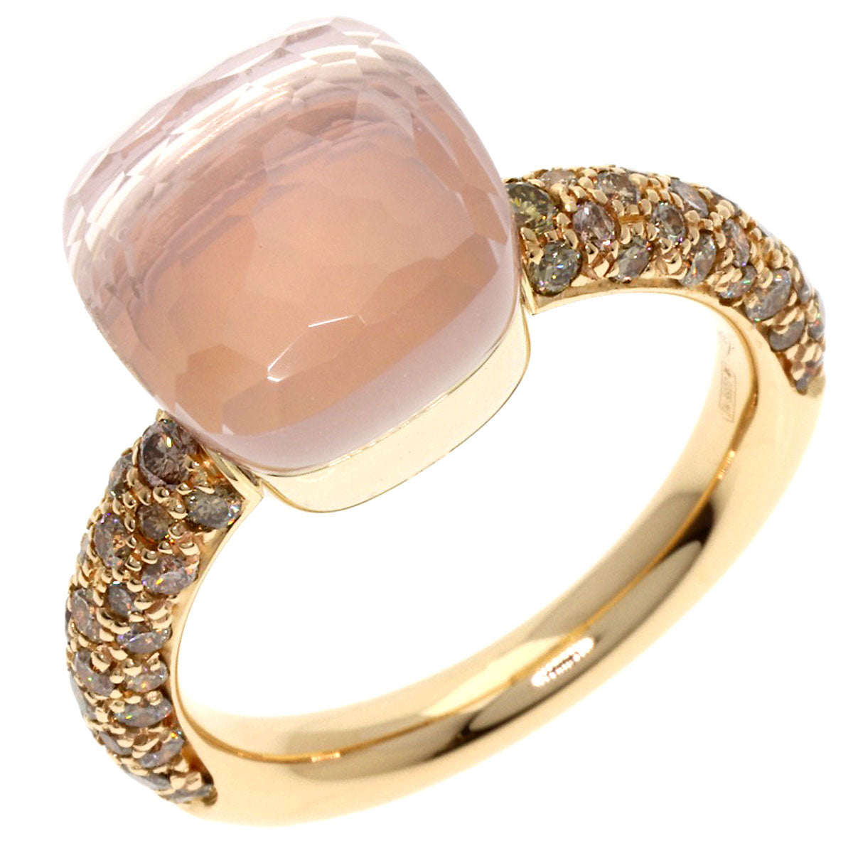 Pomellato Nude Rose Quartz Diamond #53 Ring K18 Pink Gold Ladies [Used]