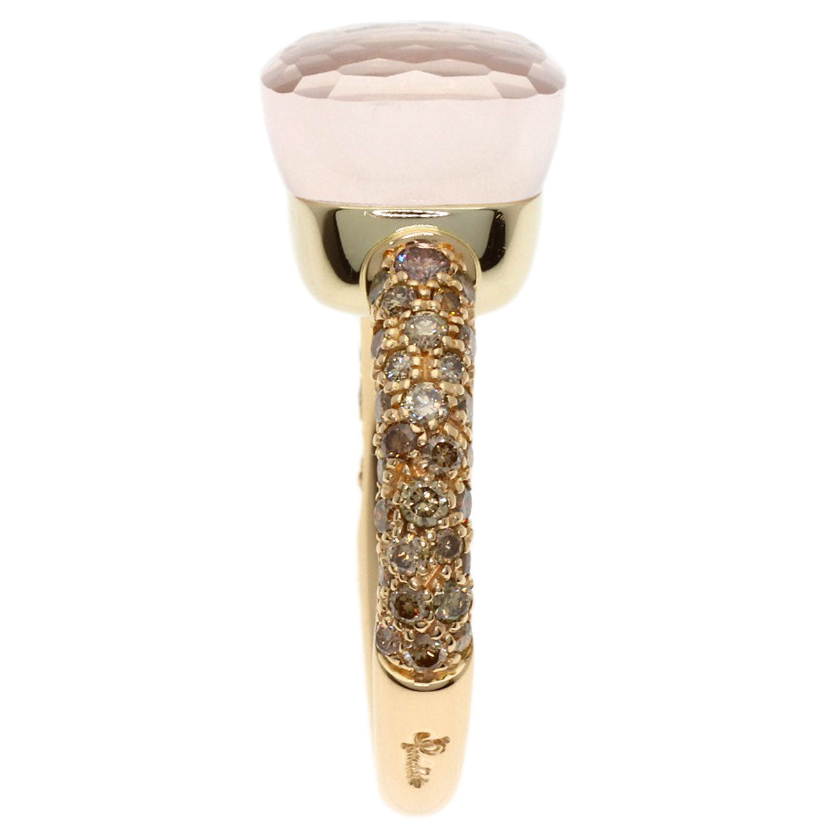 Pomellato Nude Rose Quartz Diamond #53 Ring K18 Pink Gold Ladies [Used]