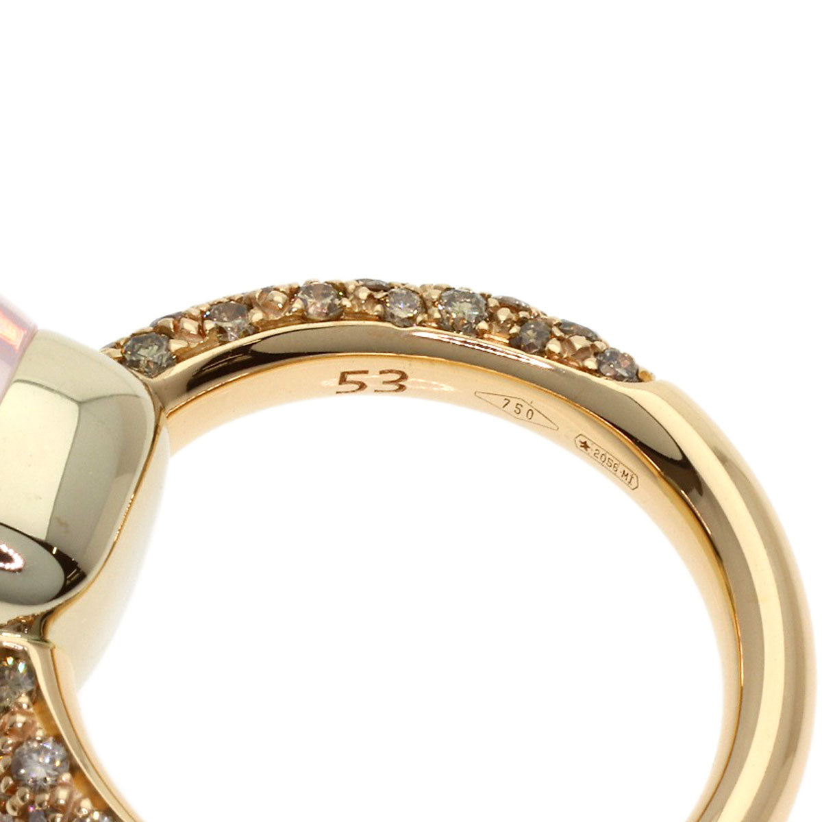 Pomellato Nude Rose Quartz Diamond #53 Ring K18 Pink Gold Ladies [Used]