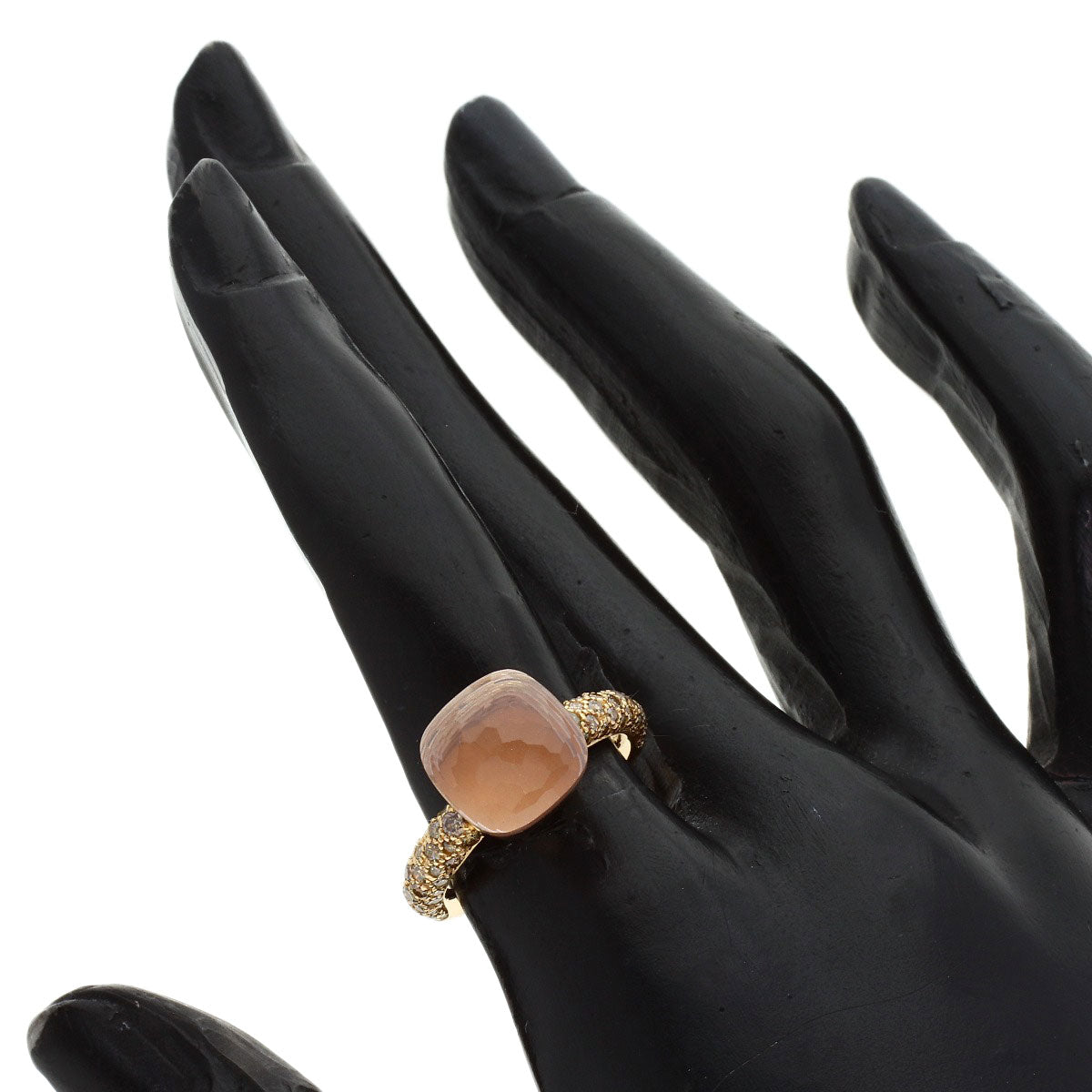 Pomellato Nude Rose Quartz Diamond #53 Ring K18 Pink Gold Ladies [Used]