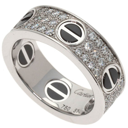 CARTIER Love Ring Full Pave Diamond Ceramic #51 Ring K18 White Gold Ladies [Used]