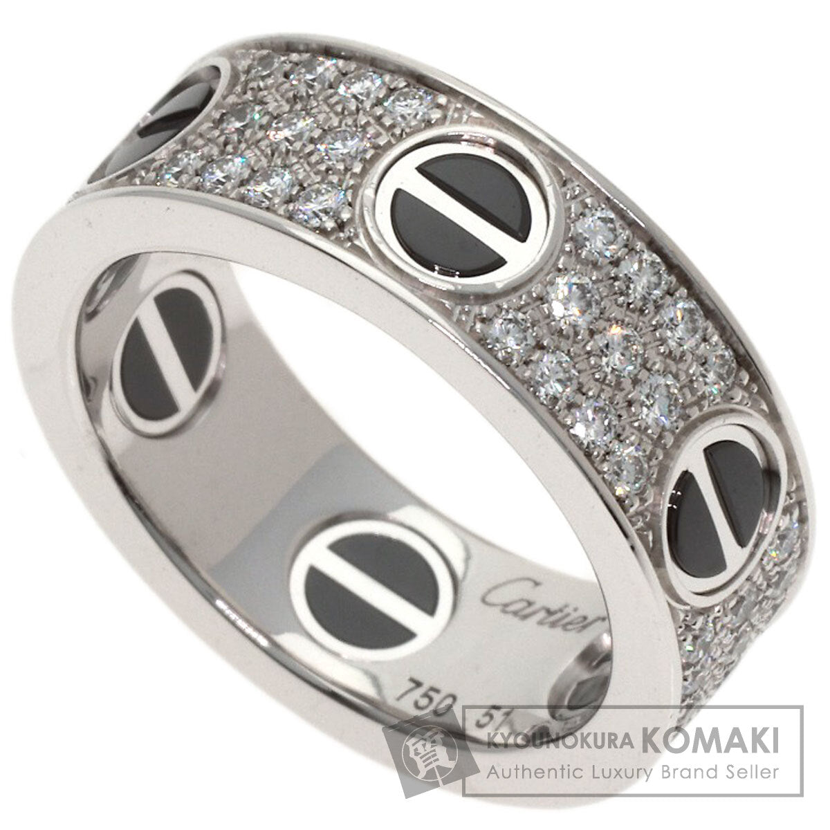 CARTIER Love Ring Full Pave Diamond Ceramic #51 Ring K18 White Gold Ladies [Used]