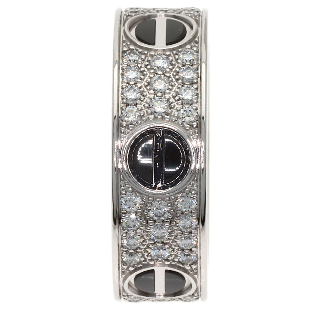 CARTIER Love Ring Full Pave Diamond Ceramic #51 Ring K18 White Gold Ladies [Used]
