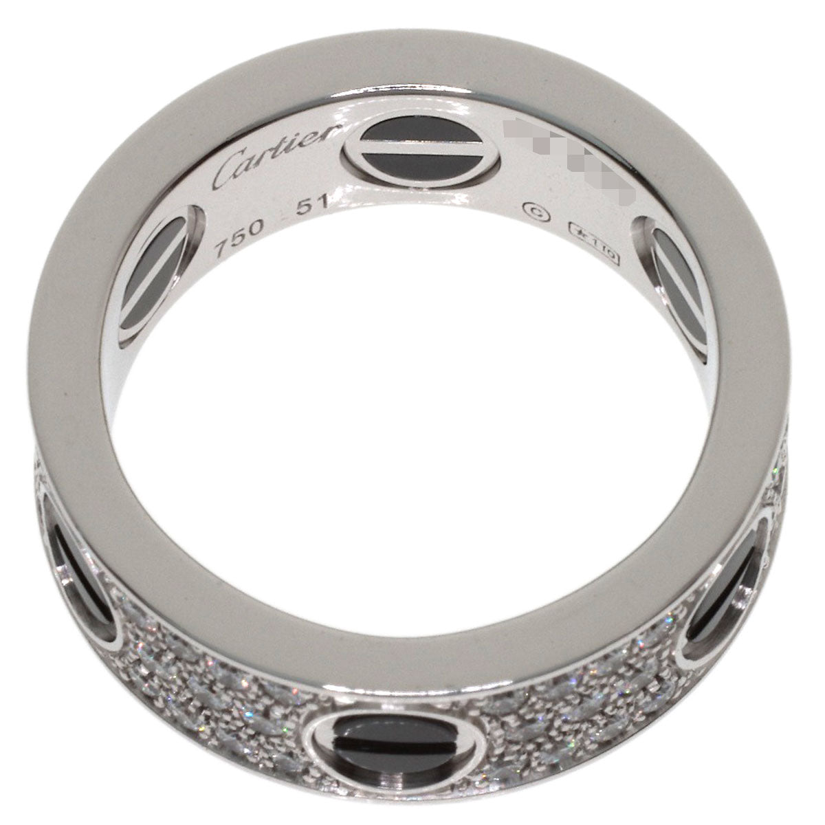 CARTIER Love Ring Full Pave Diamond Ceramic #51 Ring K18 White Gold Ladies [Used]