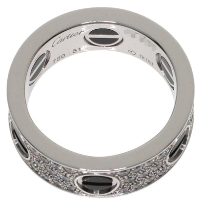 CARTIER Love Ring Full Pave Diamond Ceramic #51 Ring K18 White Gold Ladies [Used]