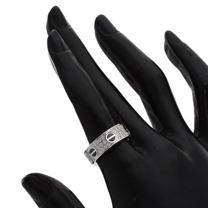 CARTIER Love Ring Full Pave Diamond Ceramic #51 Ring K18 White Gold Ladies [Used]