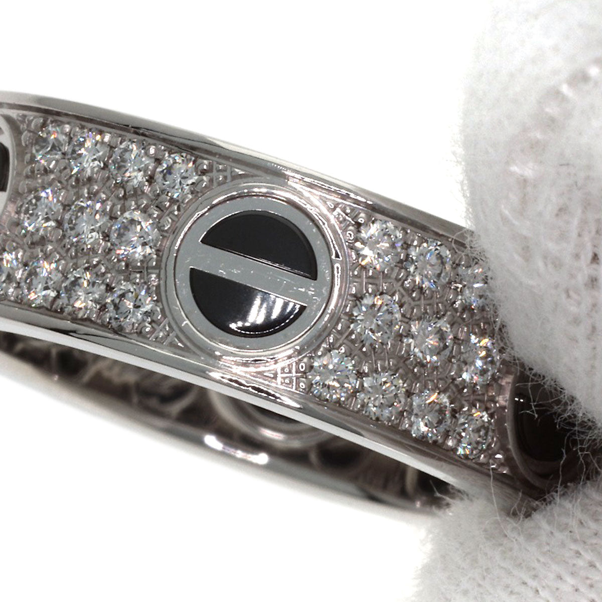 CARTIER Love Ring Full Pave Diamond Ceramic #51 Ring K18 White Gold Ladies [Used]