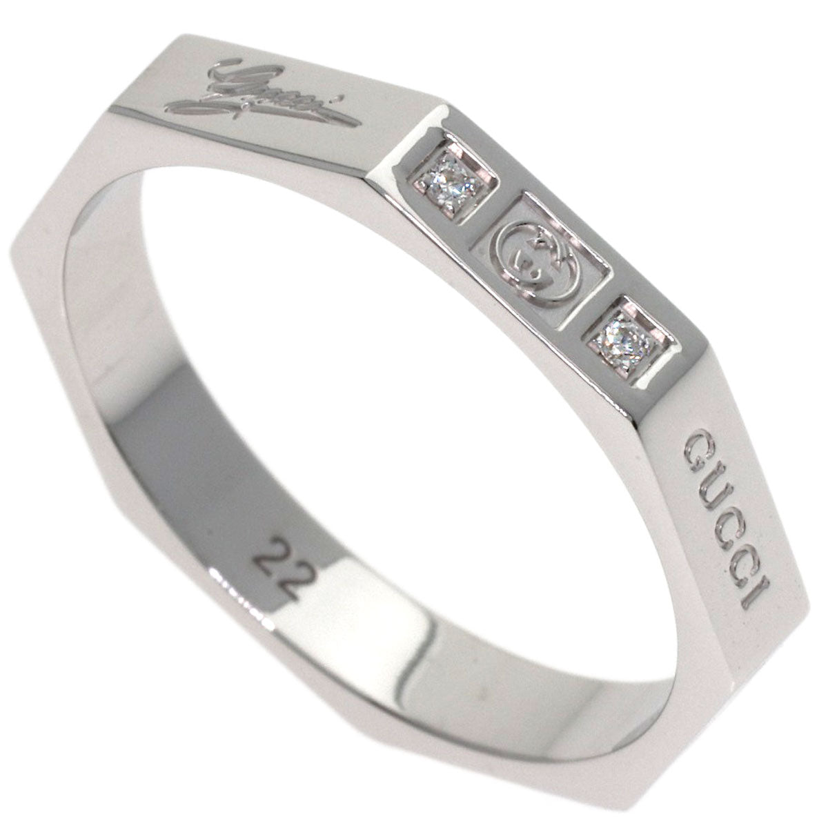 GUCCI Octagonal Diamond #22 Ring K18 White Gold Ladies [Used]