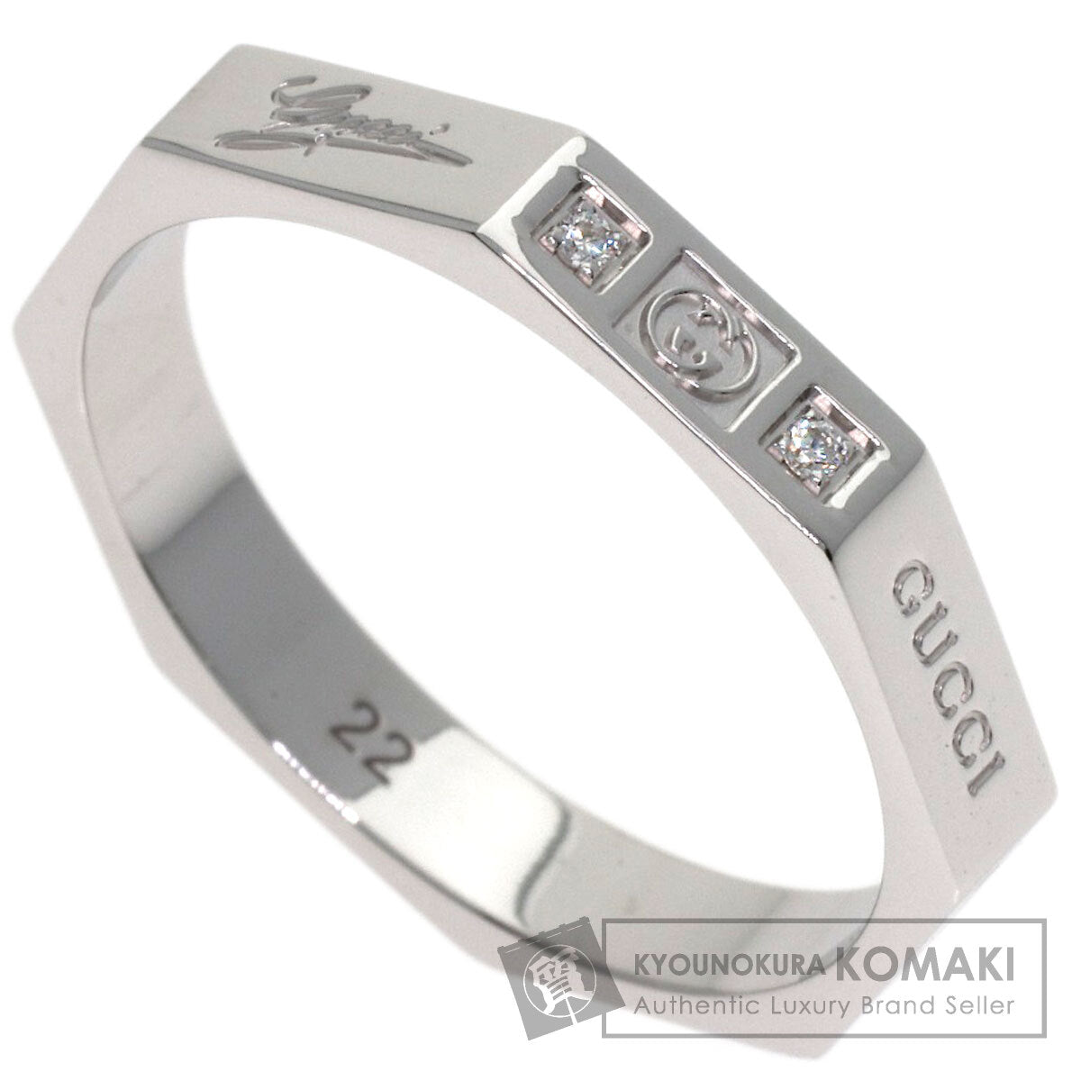 GUCCI Octagonal Diamond #22 Ring K18 White Gold Ladies [Used]