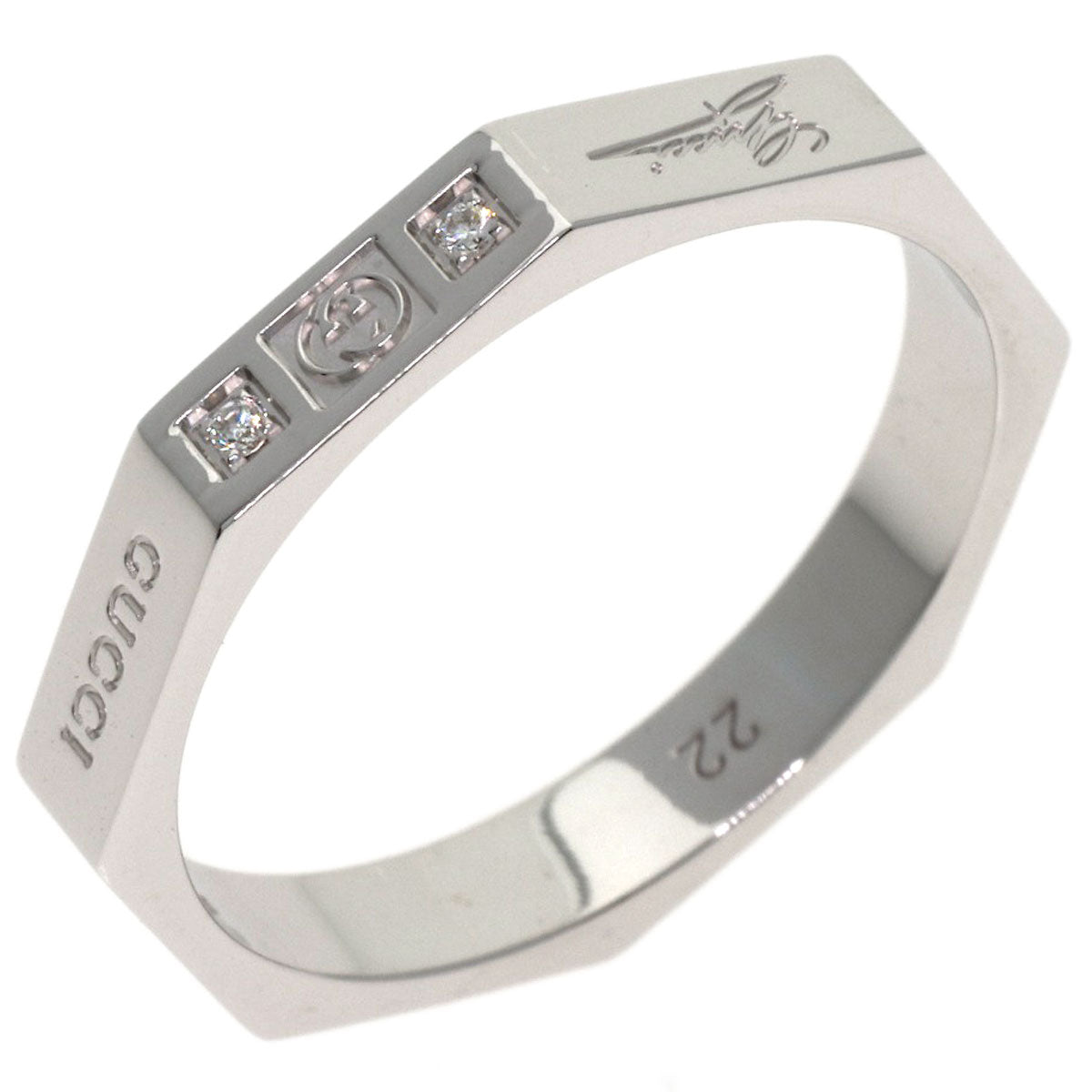 GUCCI Octagonal Diamond #22 Ring K18 White Gold Ladies [Used]
