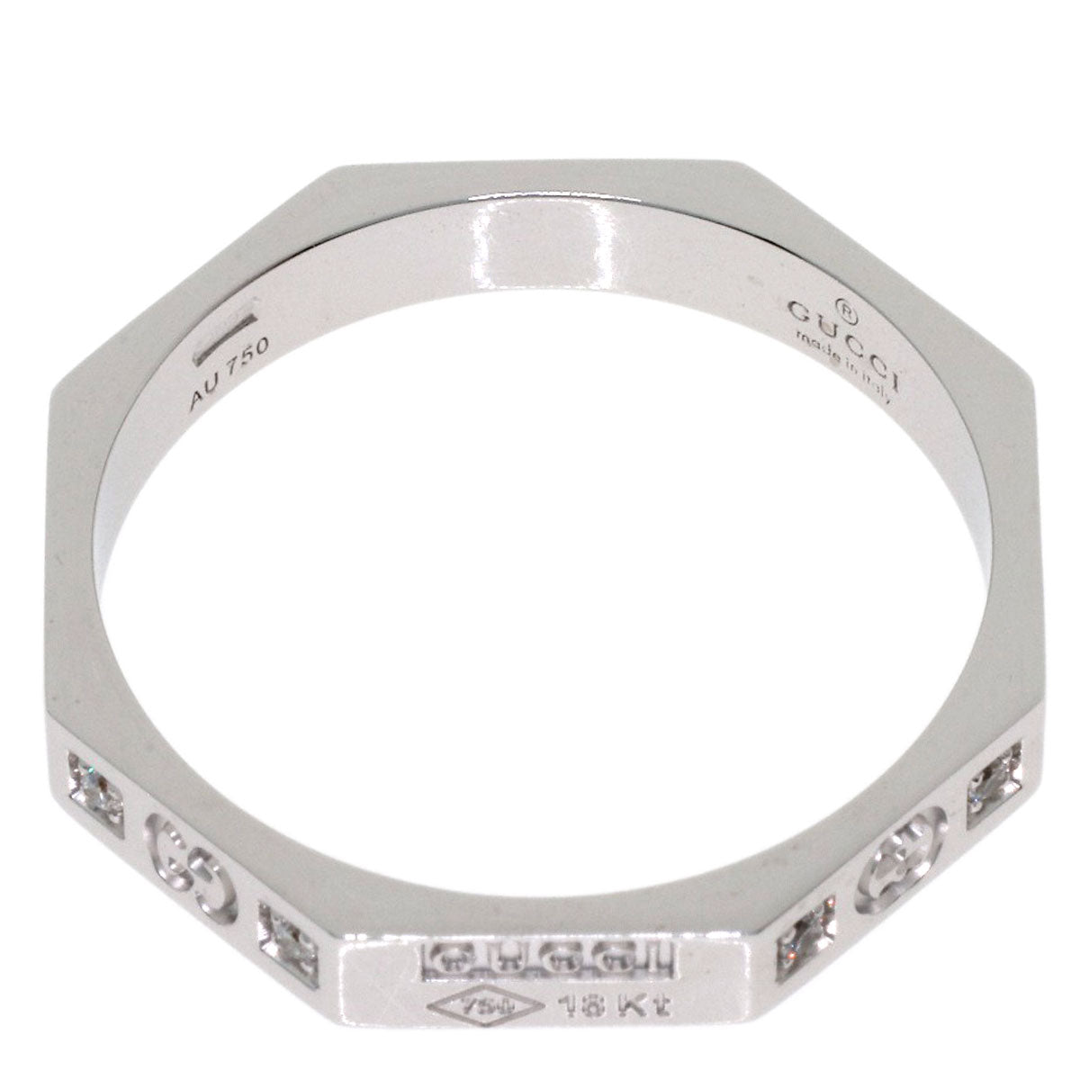 GUCCI Octagonal Diamond #22 Ring K18 White Gold Ladies [Used]