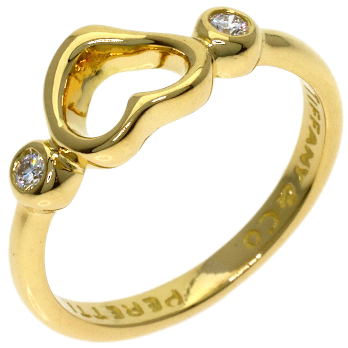 TIFFANY&Co. Open Heart 2P Diamond Ring K18 Yellow Gold Ladies [Used]