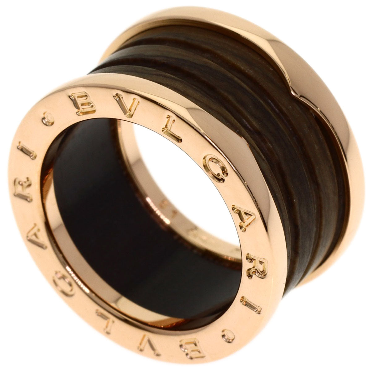 BVLGARI B.zero1 4-band Marble Brown #51 Ring K18 Pink Gold Ladies [Used]
