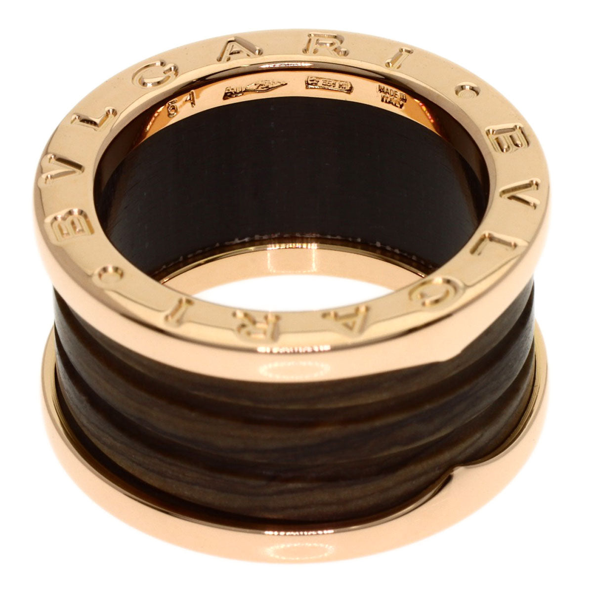 BVLGARI B.zero1 4-band Marble Brown #51 Ring K18 Pink Gold Ladies [Used]