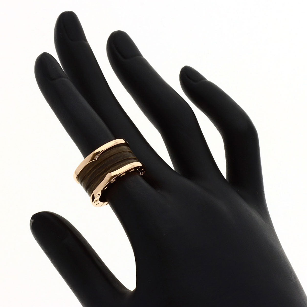 BVLGARI B.zero1 4-band Marble Brown #51 Ring K18 Pink Gold Ladies [Used]