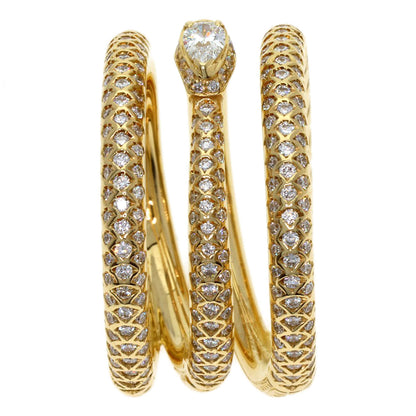 GUCCI Ouroboros Diamond #10 Ring K18 Yellow Gold Ladies [Used]