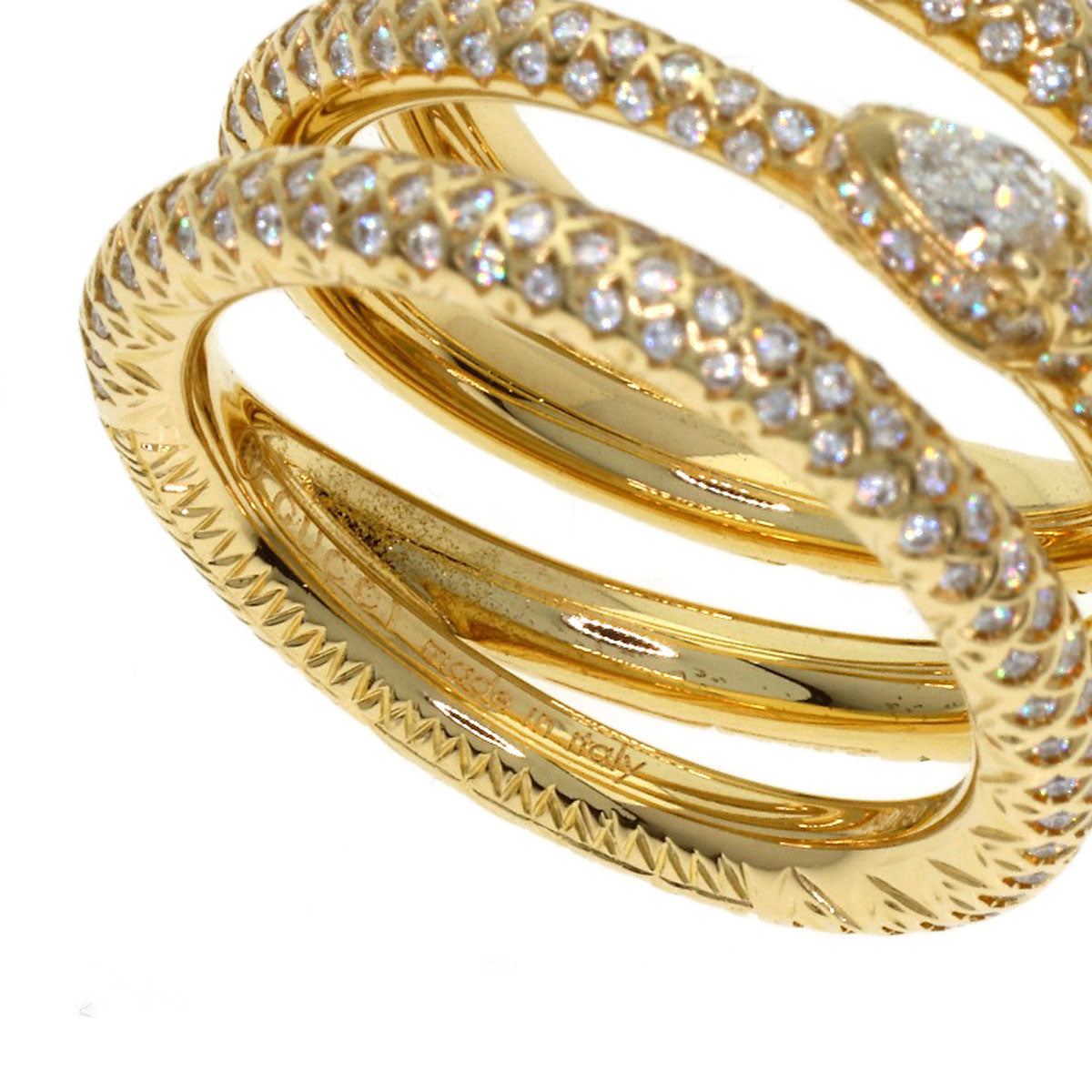 GUCCI Ouroboros Diamond #10 Ring K18 Yellow Gold Ladies [Used]