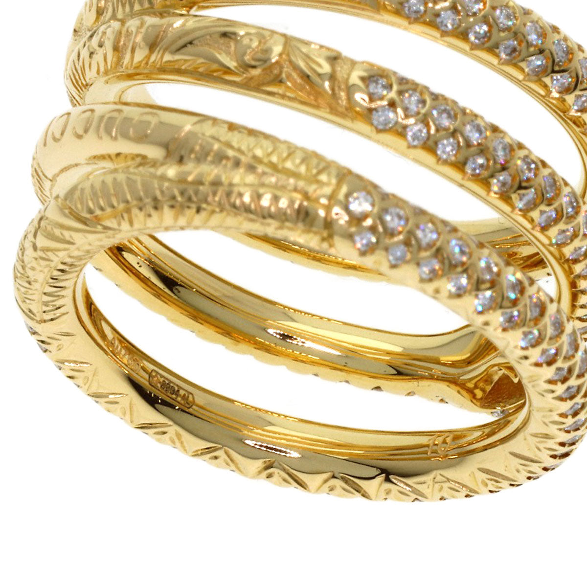 GUCCI Ouroboros Diamond #10 Ring K18 Yellow Gold Ladies [Used]