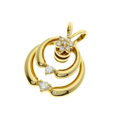 WALTHAM swing diamond Pendant top K18 Yellow Gold Ladies [Used]