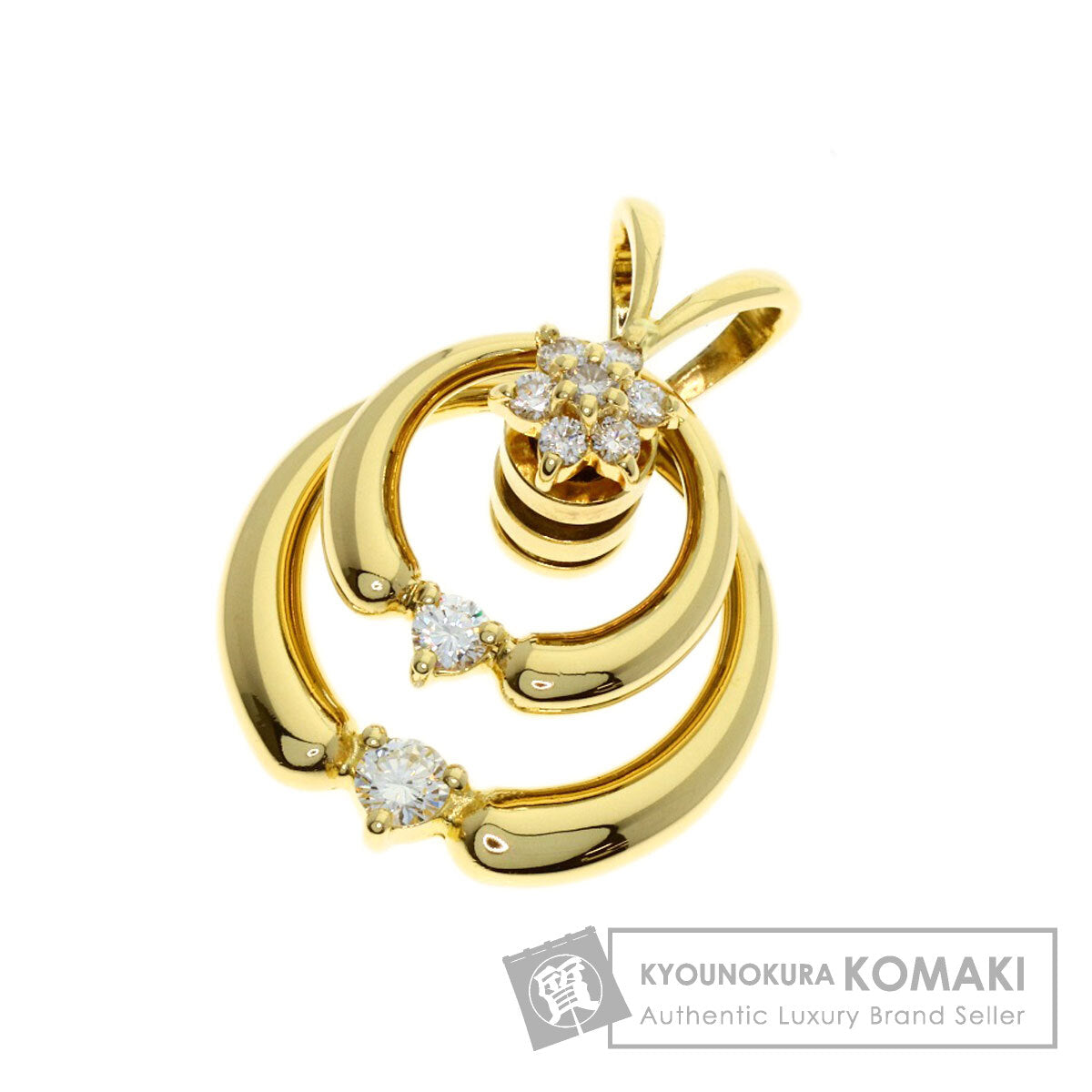 WALTHAM swing diamond Pendant top K18 Yellow Gold Ladies [Used]