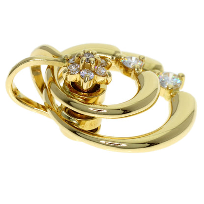WALTHAM swing diamond Pendant top K18 Yellow Gold Ladies [Used]