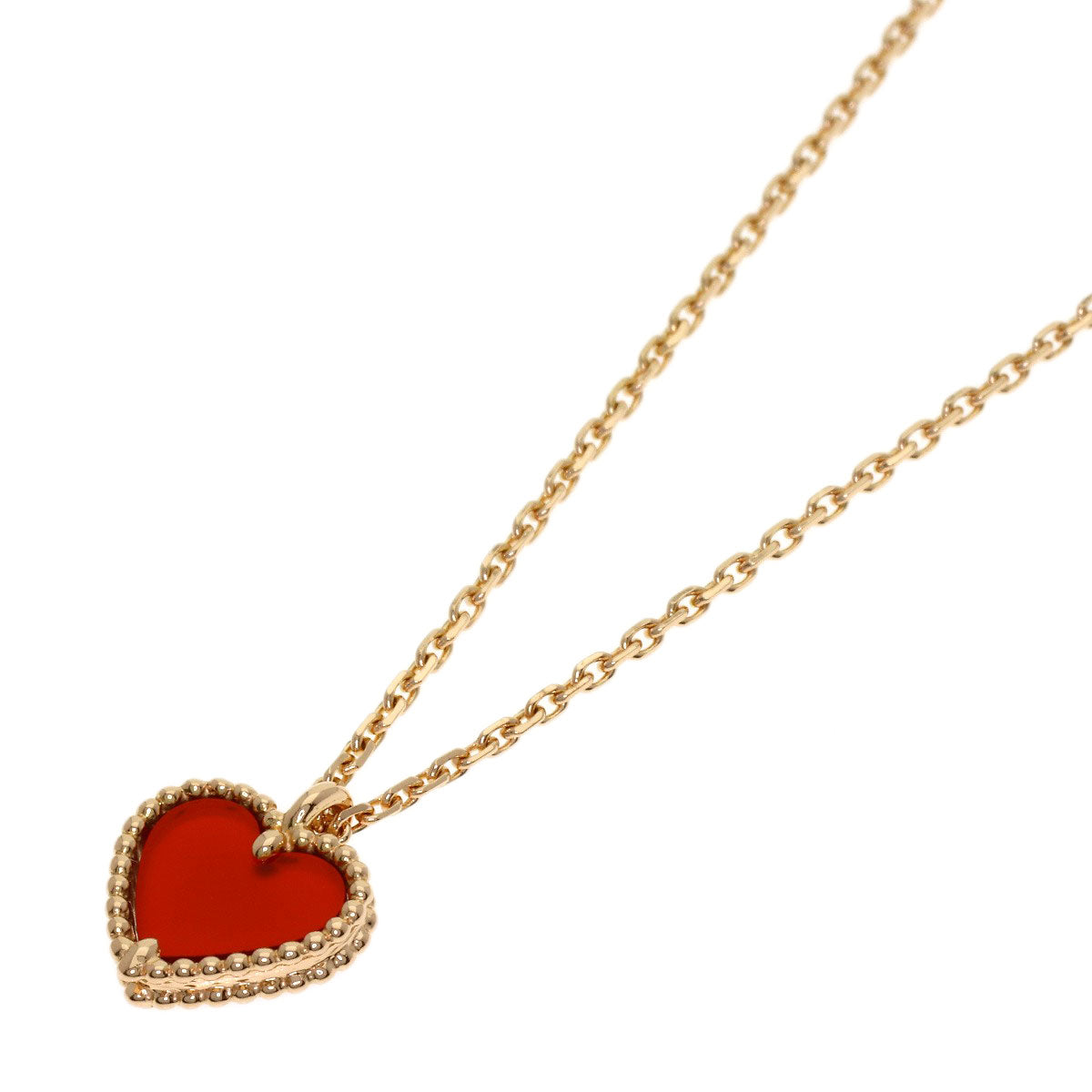Van Cleef & Arpels Sweetheart Carnelian Necklace K18 Pink Gold Ladies [Used]