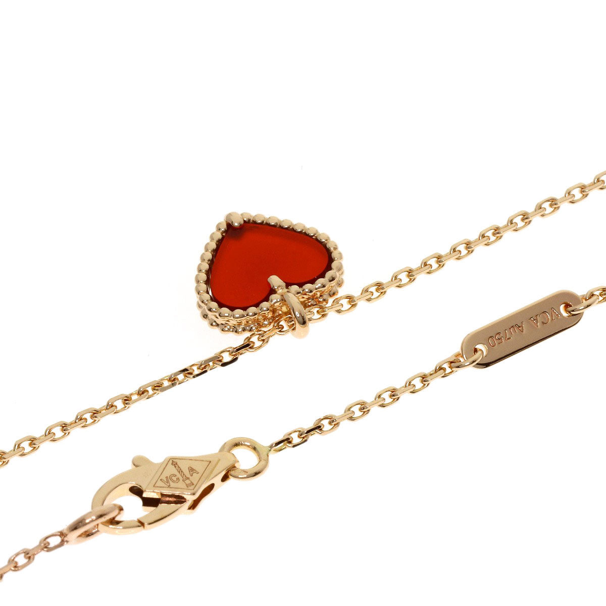 Van Cleef & Arpels Sweetheart Carnelian Necklace K18 Pink Gold Ladies [Used]