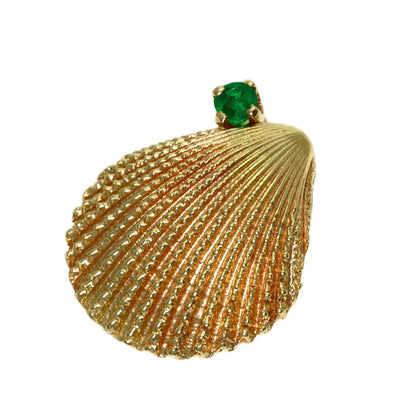 TIFFANY&Co. Shell 1P Emerald Pendant top K14 Yellow Gold Ladies [Used]
