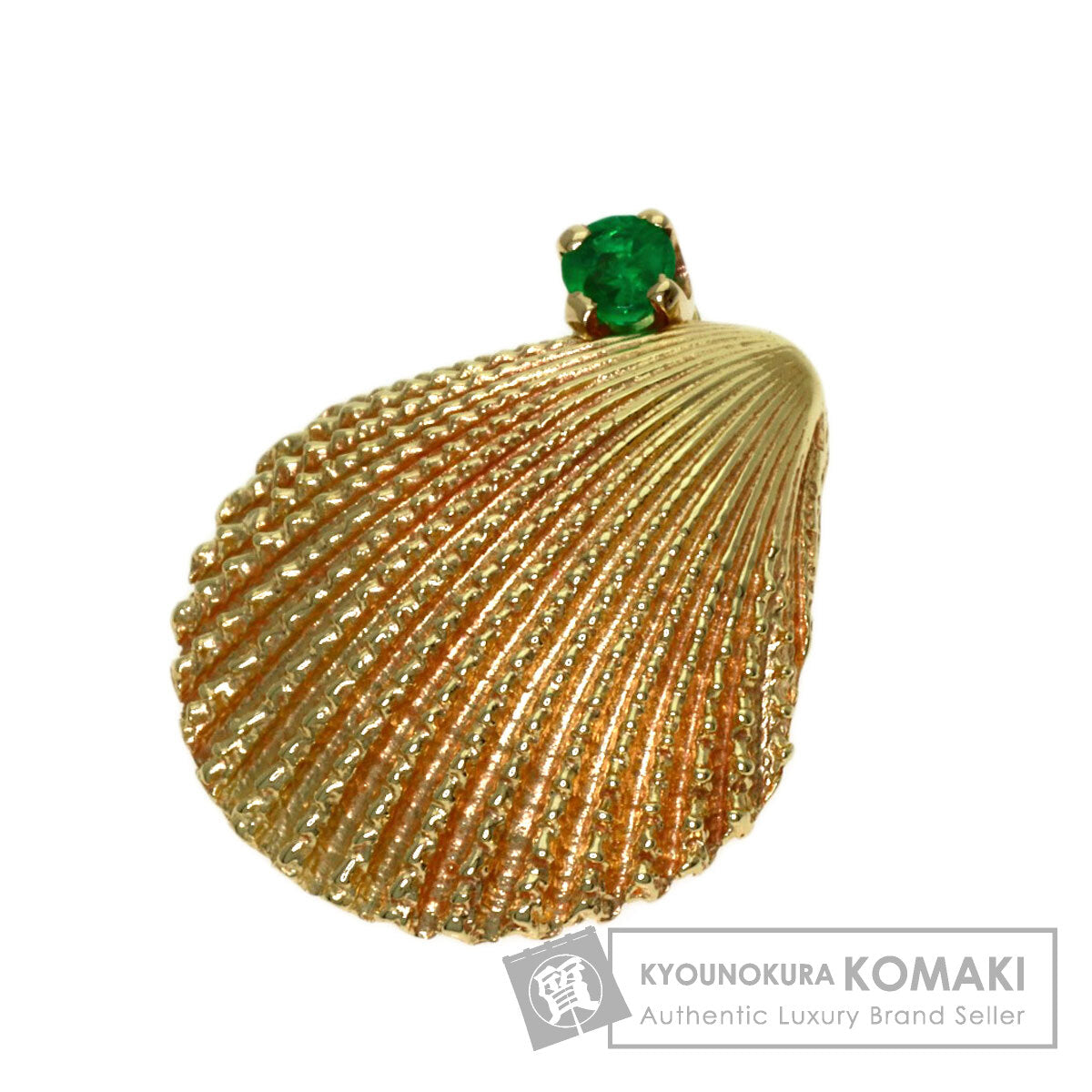 TIFFANY&Co. Shell 1P Emerald Pendant top K14 Yellow Gold Ladies [Used]