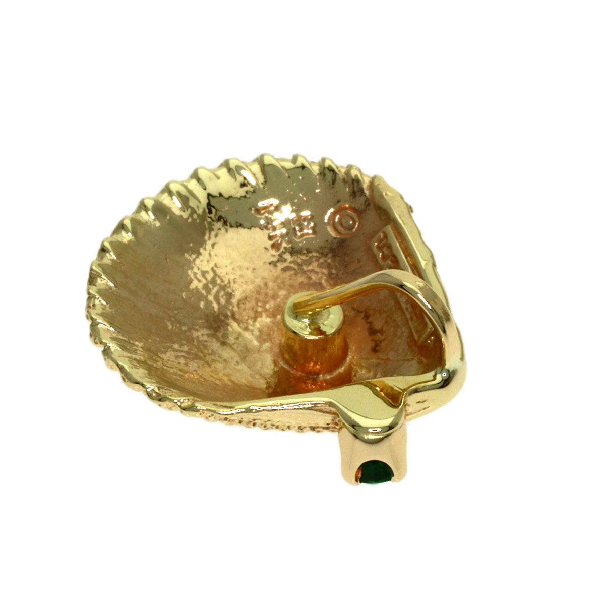 TIFFANY&Co. Shell 1P Emerald Pendant top K14 Yellow Gold Ladies [Used]