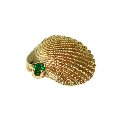 TIFFANY&Co. Shell 1P Emerald Pendant top K14 Yellow Gold Ladies [Used]